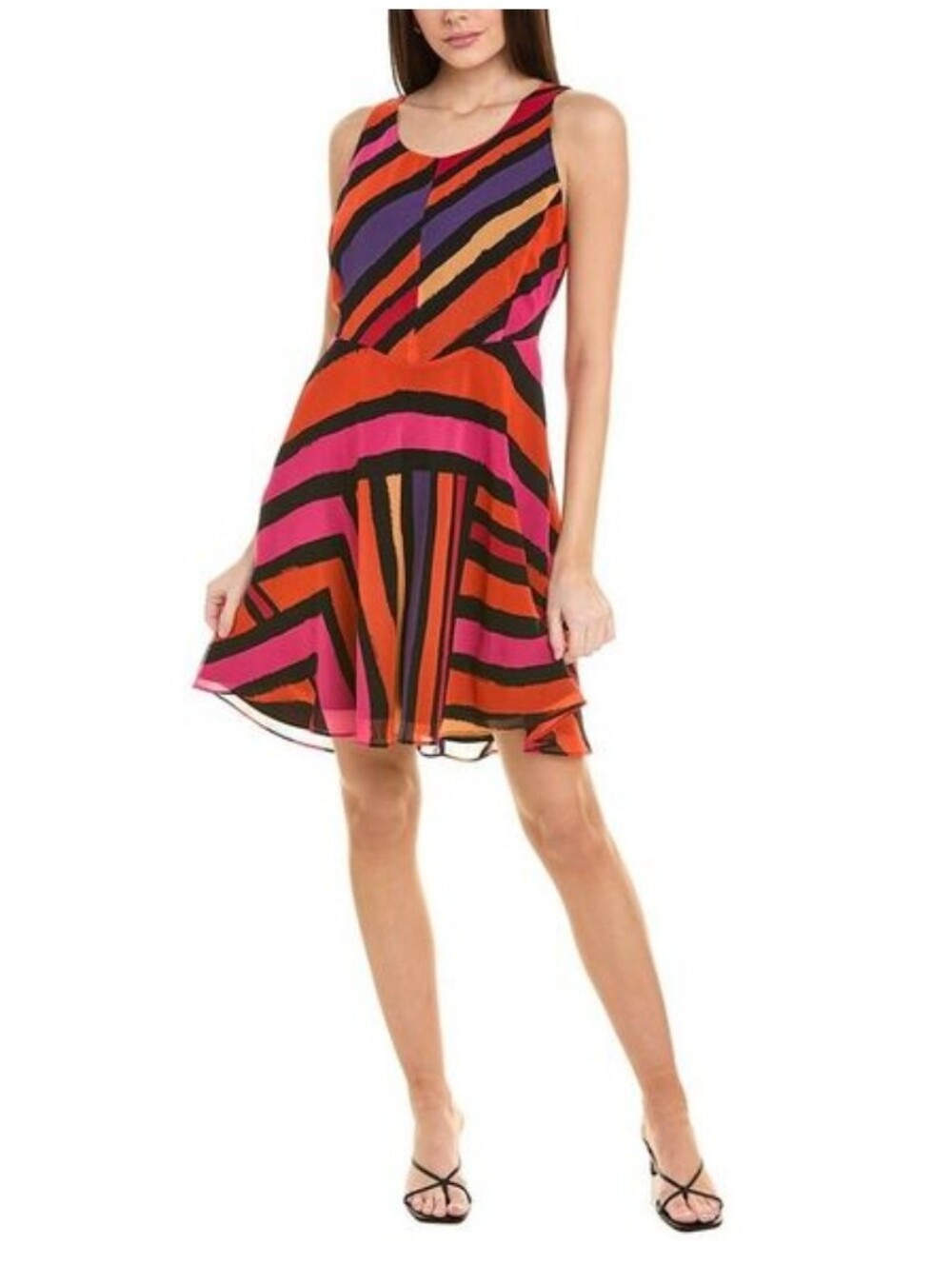 Cabi Fete Multicolor Fit And Flare Multicolor Striped Dress Artsy Ecletic